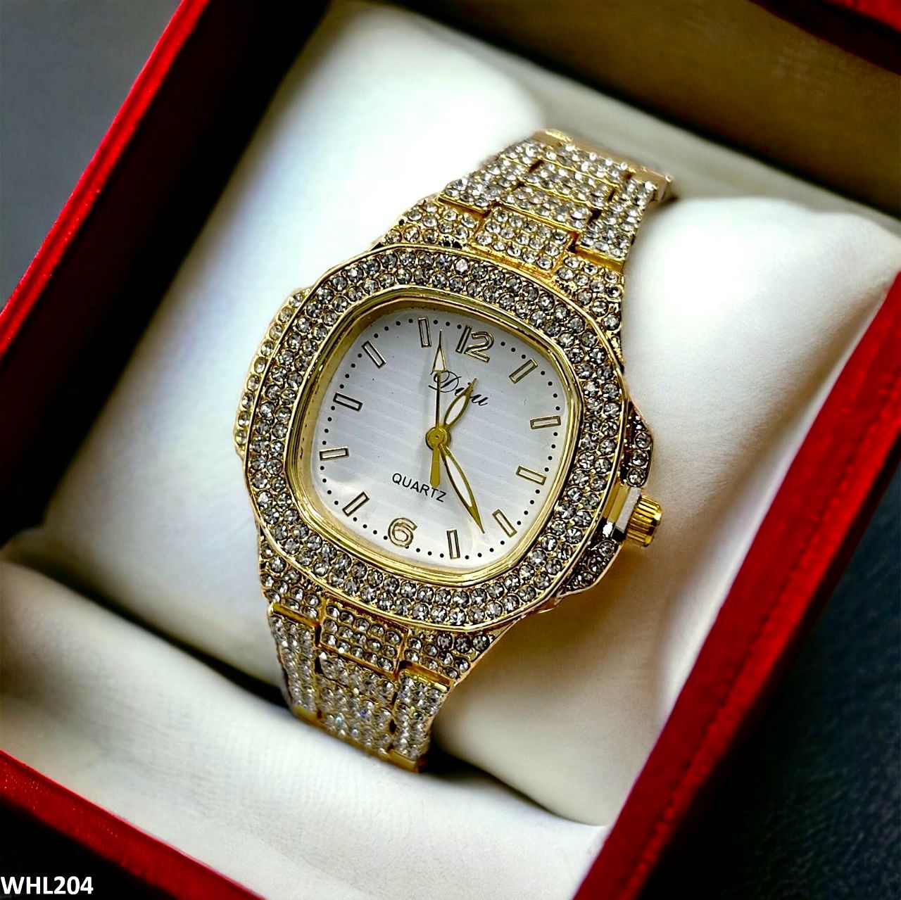 WHL204 YNG Rhine Stone Decor Square Dial Watch - WHL