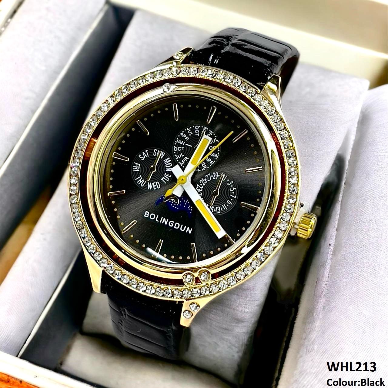 WHL213 YNG Stone Decor Double Round Dial Watch - WHL
