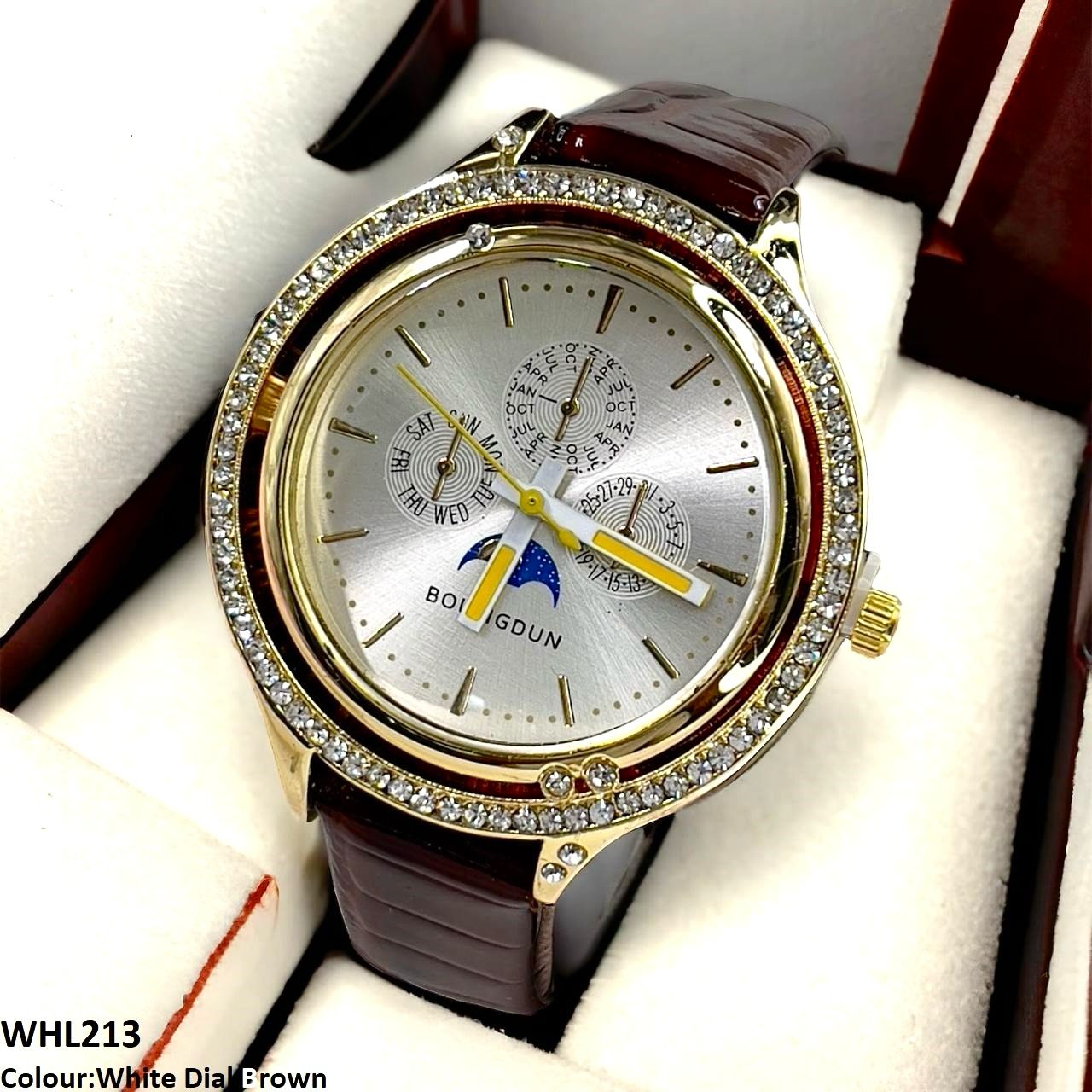 WHL213 YNG Stone Decor Double Round Dial Watch - WHL