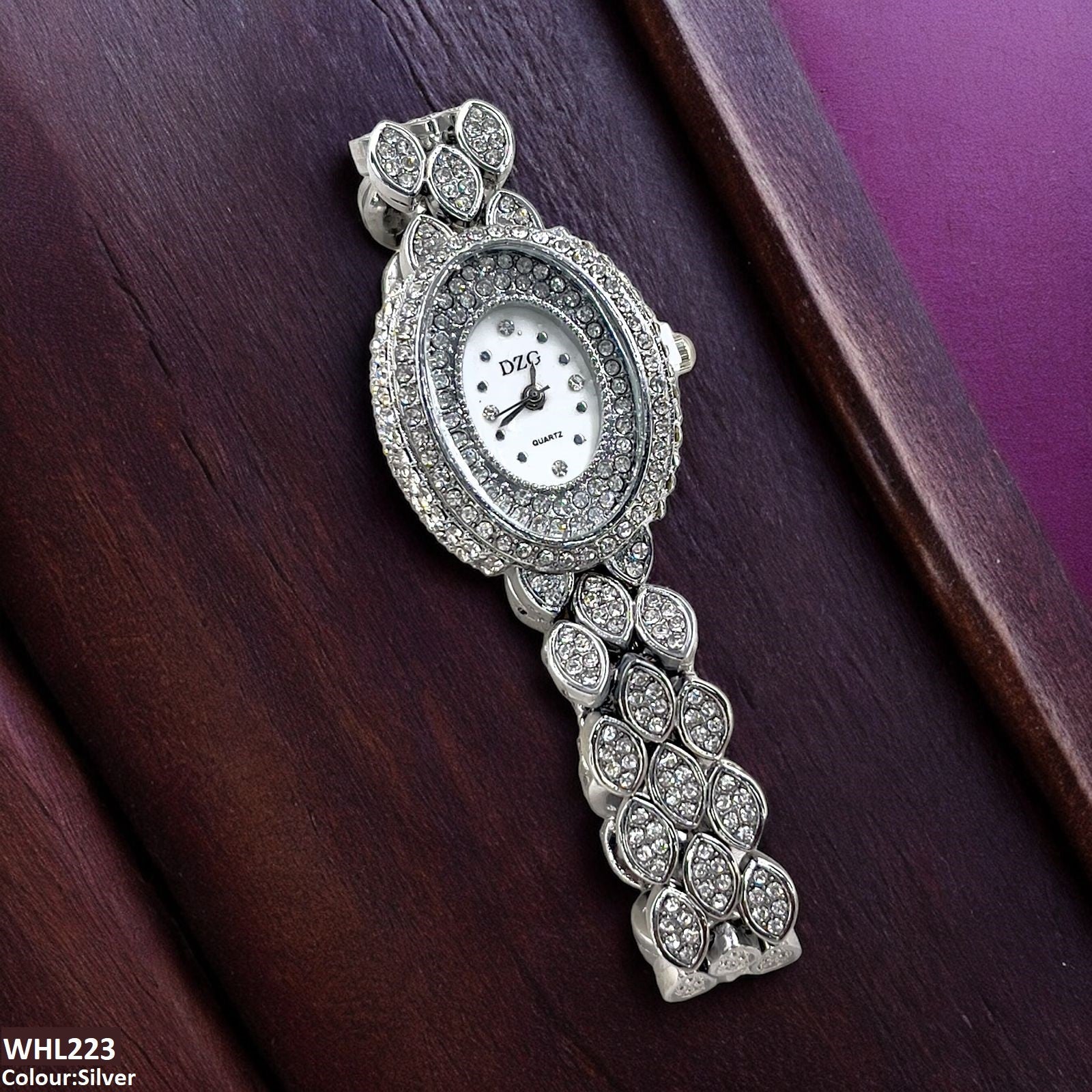 WHL223 CHY Double Oval Dial Stone Decor Watch - WHL