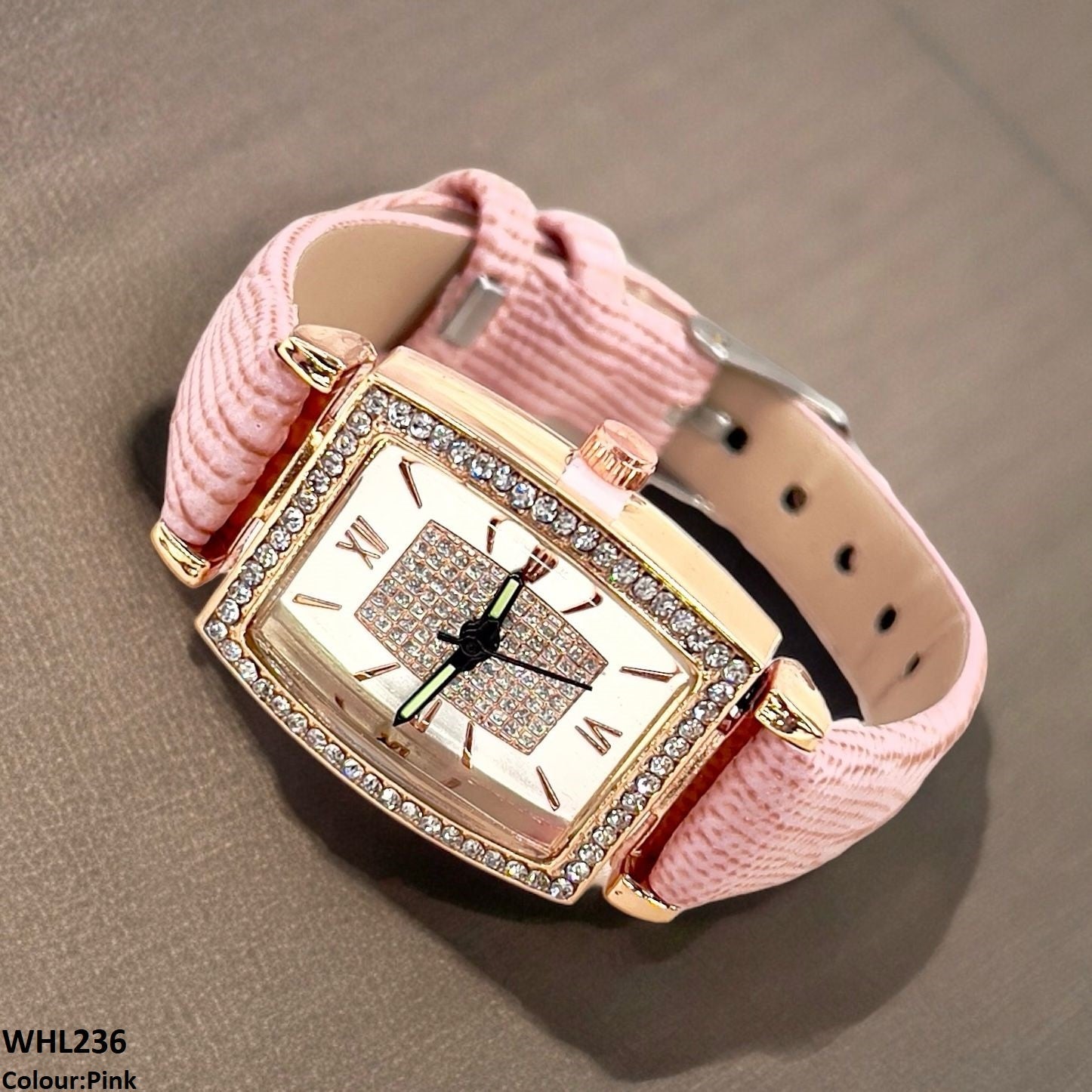 WHL236 CHY Shine Dial Leather Strap Watch - WHL