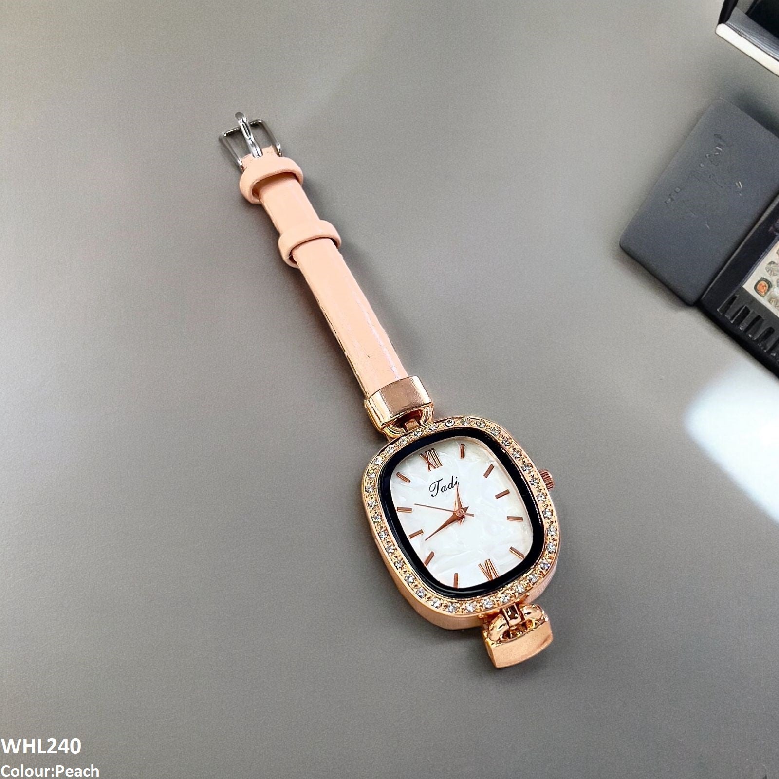 WHL240 CHY Oval Dial Leather Strap Watch - WHL