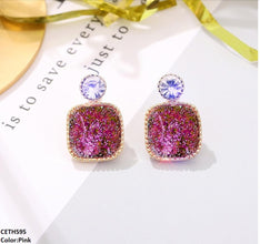 CETH595 YHC Crystals Square Ear Tops Pair - CETH