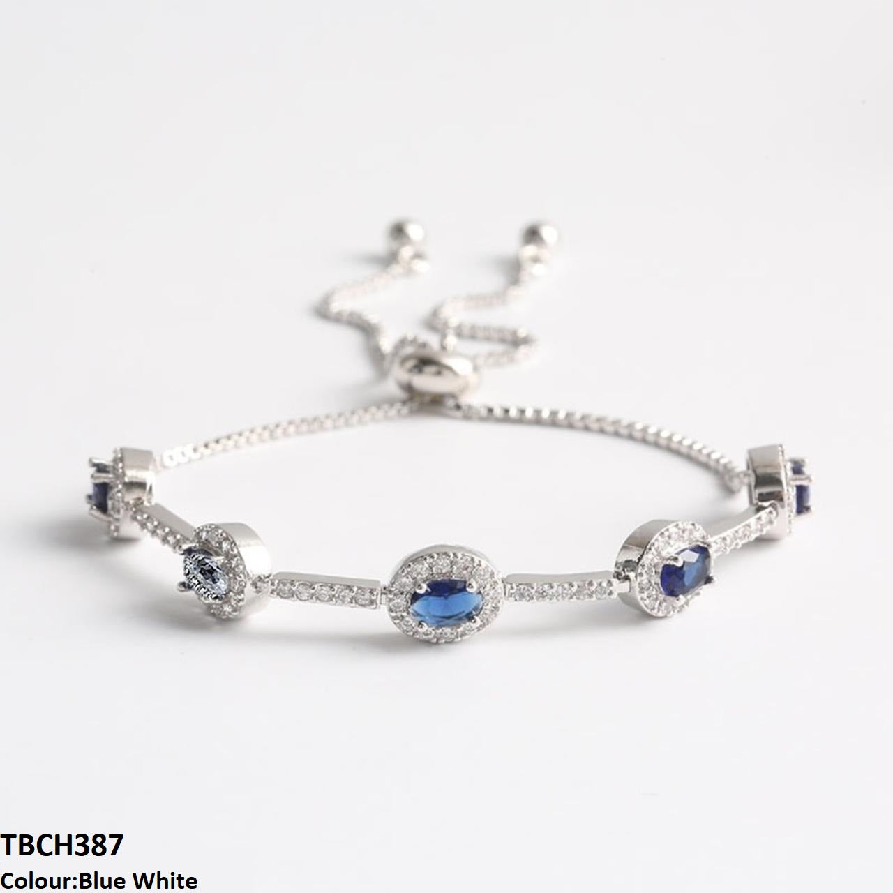 TBCH387  WKO Blue Oval Join Bracelet Adjustable - TBCH