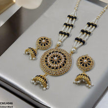 CMLH046 SDQ Cut Jhumki Drop Pearl Mala- CMLH