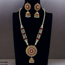 CMLH046 SDQ Cut Jhumki Drop Pearl Mala- CMLH