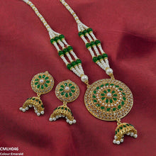 CMLH046 SDQ Cut Jhumki Drop Pearl Mala- CMLH