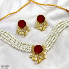 CMLH00050 MZM Circle Flower Pearl Choker Set - CMLH