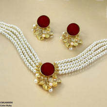 CMLH00050 MZM Circle Flower Pearl Choker Set - CMLH