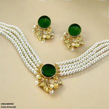 CMLH00050 MZM Circle Flower Pearl Choker Set - CMLH