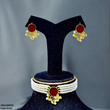 CMLH00050 MZM Circle Flower Pearl Choker Set - CMLH