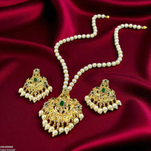 CMLH00066 MZM Oval/Flower Pearl Drop Mala Set -CMLH