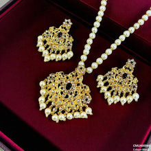 CMLH00066 MZM Oval/Flower Pearl Drop Mala Set -CMLH