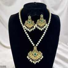 CMLH00066 MZM Oval/Flower Pearl Drop Mala Set -CMLH