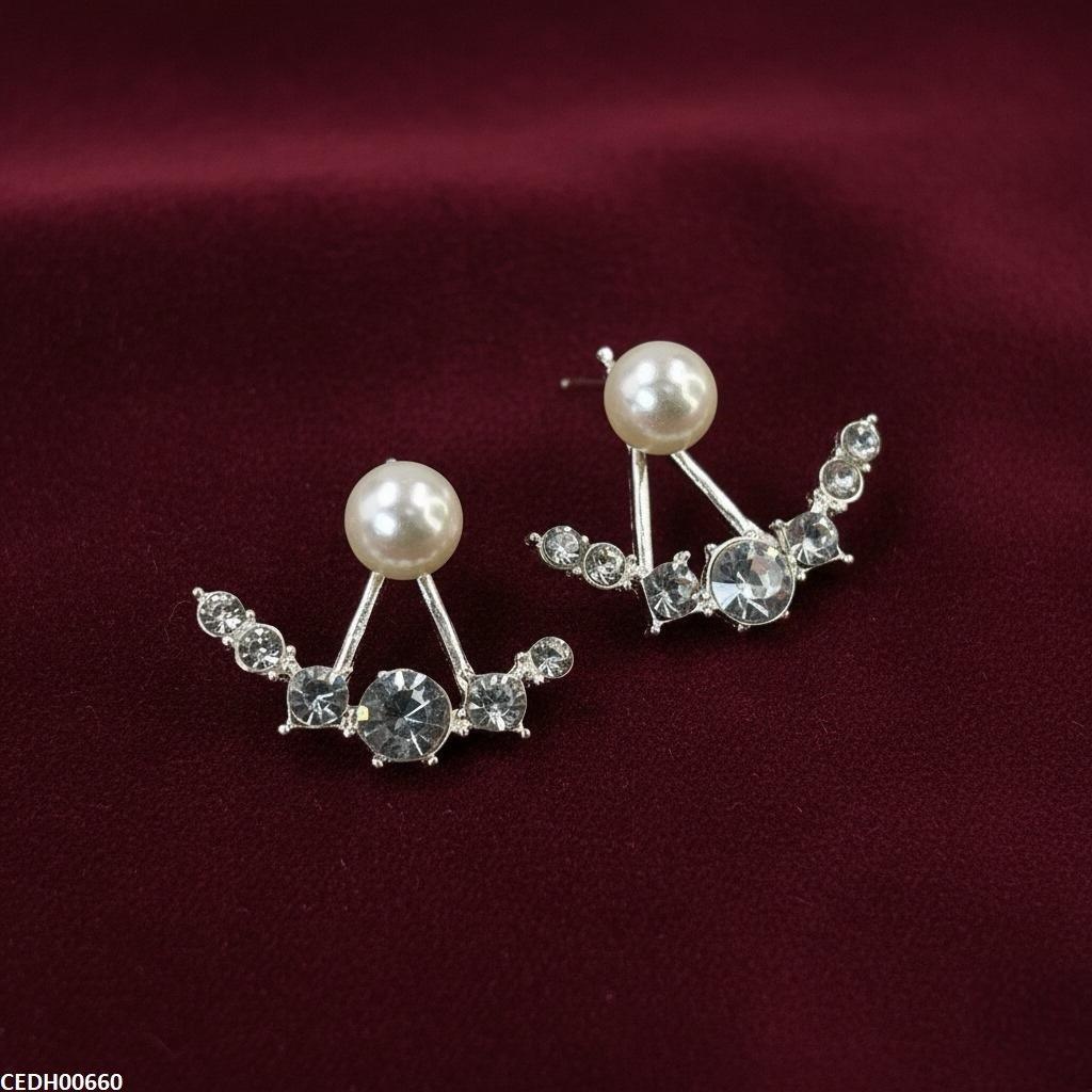 CEDH00660 SDQ Round Pearl Earrings - CEDH