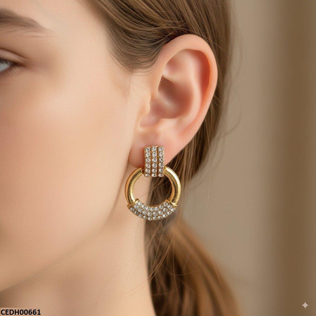 CEDH00661 SDQ Round Drop Earrings  - CEDH