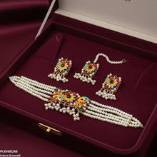 PCKH00248 SDQ Multi Flower Pearl Drop Choker Set - PCKH