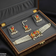 PCKH00248 SDQ Multi Flower Pearl Drop Choker Set - PCKH