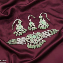 PCKH00262 SDQ Oval/Flower Pearl Drop Choker Set - PCKH