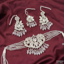 PCKH00262 SDQ Oval/Flower Pearl Drop Choker Set - PCKH