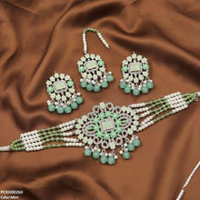 PCKH00260 SDQ Rectangle Tear Pearl Drop Choker Set - PCKH