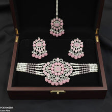 PCKH00260 SDQ Rectangle Tear Pearl Drop Choker Set - PCKH