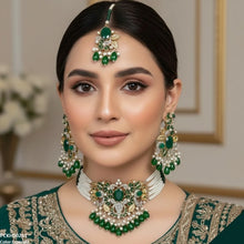 PCKH00261 SDQ Oval/Flower Pearl Drop Choker Set - PCKH