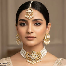 PCKH00259 SDQ Flower/Tear Pearl Drop Choker Set - PCKH