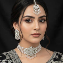PCKH00260 SDQ Rectangle Tear Pearl Drop Choker Set - PCKH