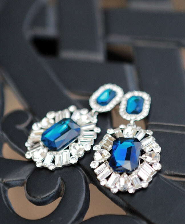 TEDH309 LQP Cushion Tear Drop Earrings Pair - CEDH
