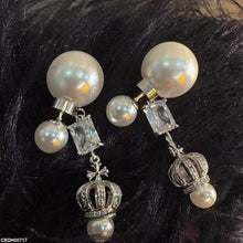 CEDH00717 YHC Square/Pearl Crown Drop Earrings - CEDH