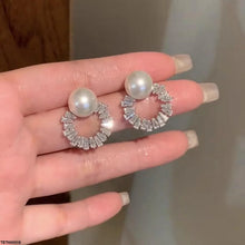 TETH00519 YHC Round Pearl Zircon Stone Tops Pair - TETH