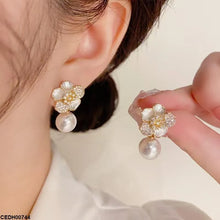 CEDH00744 YHC Flower Pearl Drop Earrings - CEDH