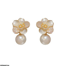CEDH00744 YHC Flower Pearl Drop Earrings - CEDH
