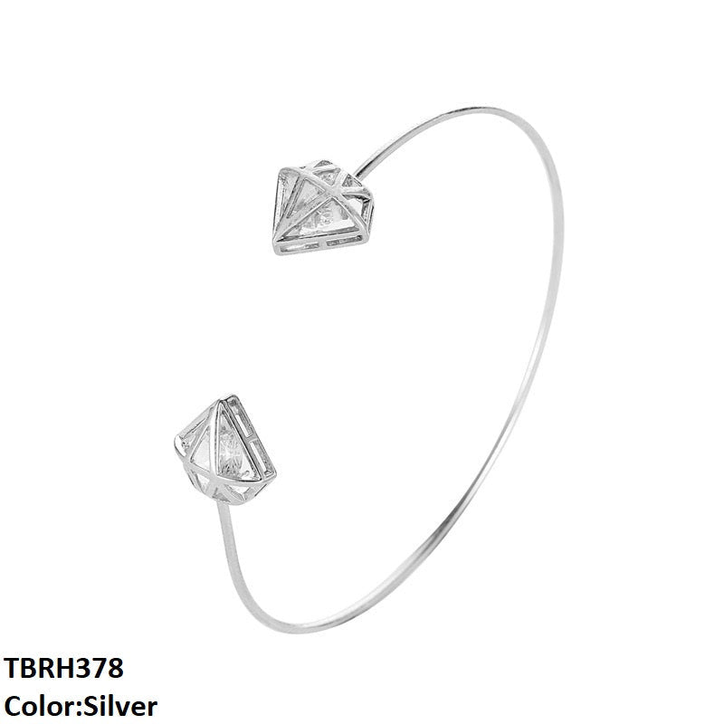TBRH378 QWN Round Stone Covered Triangle Bracelet - CBRH