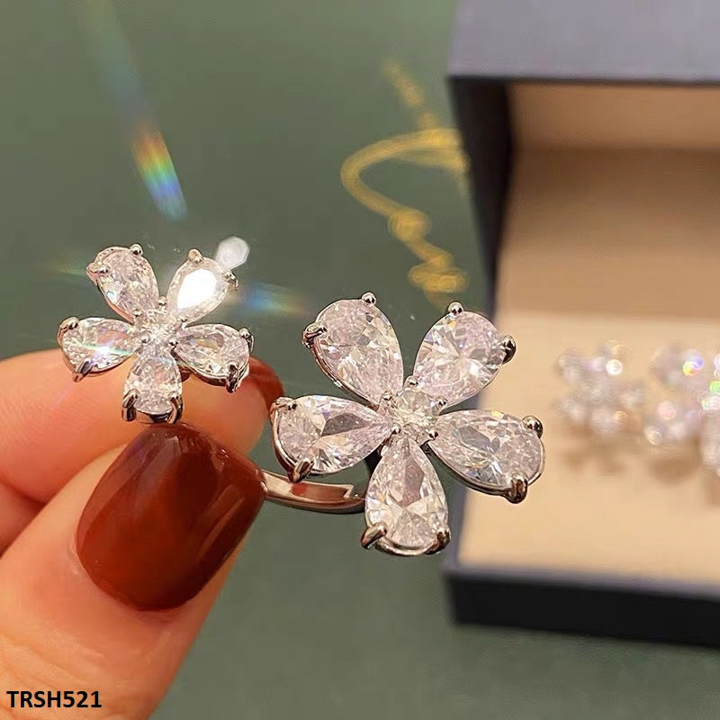 TRSH521 CJD Imp Double Flower Ring Adjustable- TRSH