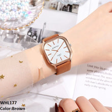 WHL177 CZH Square Slim Leather Watch - WHL