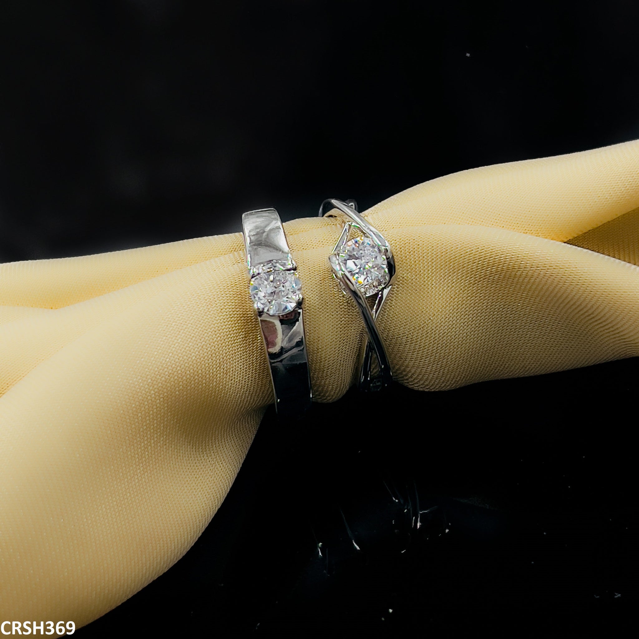 CRSH369 ZFQ Heart Couple Rings Adjustable - TRSH