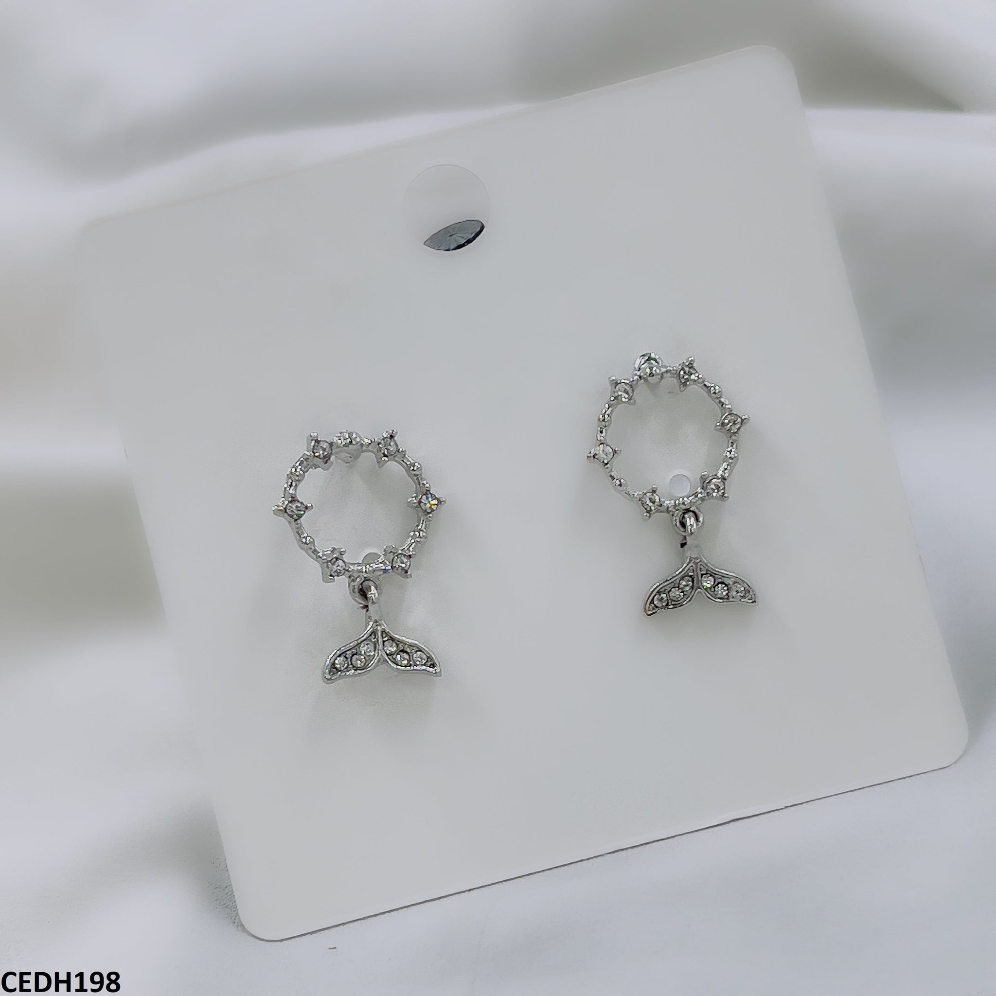 CEDH198 SIQ Round Tail Drop Earrings Pair - CEDH