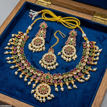 LNSH00191 ANI Marquise Flower Pearl Drop Necklace Set - LNSH