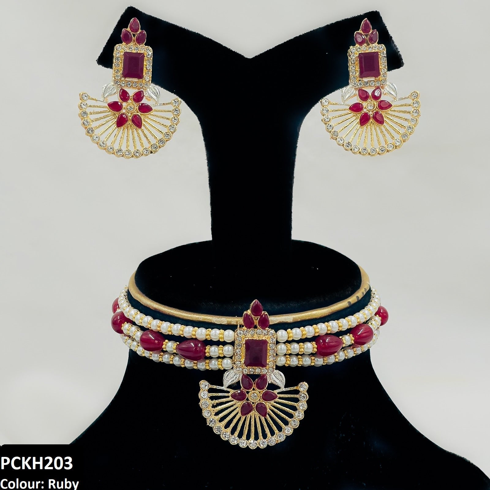 PCKH203 SDQ Square Flower Choker Set - PCKH