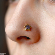 NTHH00072 XAS Star Round Stone Stainless Steel Nose Pin - NTHH