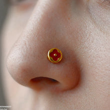 NTHH00077 XAS Round Clover Flower Stainless Steel Nose Pin - NTHH