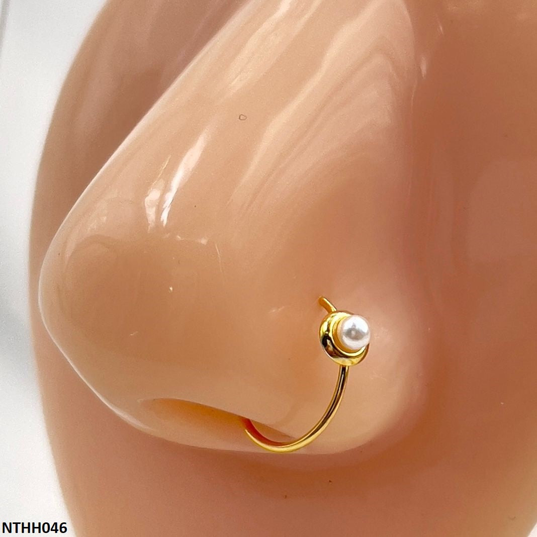 NTHH046 XYL Pearl Ring Nose Pin - NTHH