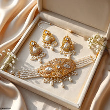PCKH00294 MZM Round Flower Pearl Drop Choker Set - PCKH