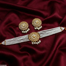 PCKH00290 MZM Flower Pearl Drop Choker Set - PCKH