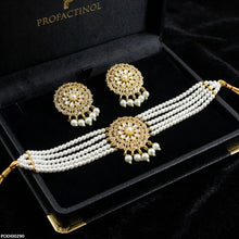 PCKH00290 MZM Flower Pearl Drop Choker Set - PCKH