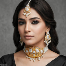 PCKH00295 MZM Round Pearl Multi Stone  Choker Set - PCKH