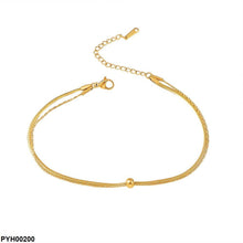 PYH00200 DGF Stainless Steel Double Chain Ball Single Anklet - PYH