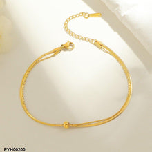 PYH00200 DGF Stainless Steel Double Chain Ball Single Anklet - PYH